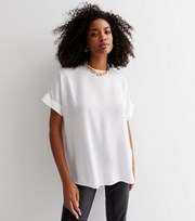 New Look White Woven Short Sleeve Oversized T-Shirt